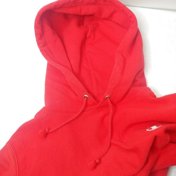 Champion Reverse Weave Mens Small Hooded Sweatshirt Red Heavyweight - Picture 3 of 9